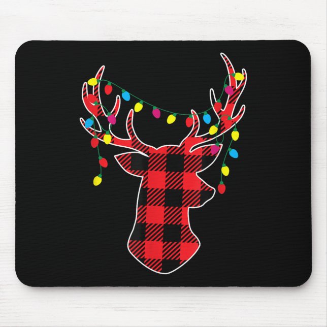 Red Black Christmas Buffalo Plaid Deer Women Men K Mouse Mat (Front)