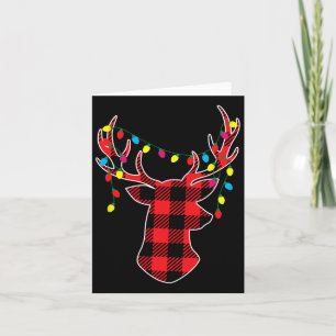 Red Black Christmas Gifts Buffalo Plaid Deer Women Card