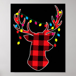 Red Black Christmas Gifts Buffalo Plaid Deer Women Poster