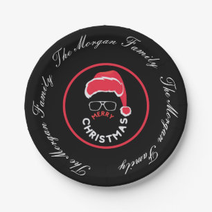 Red Black Christmas Holiday Party  Paper Plate