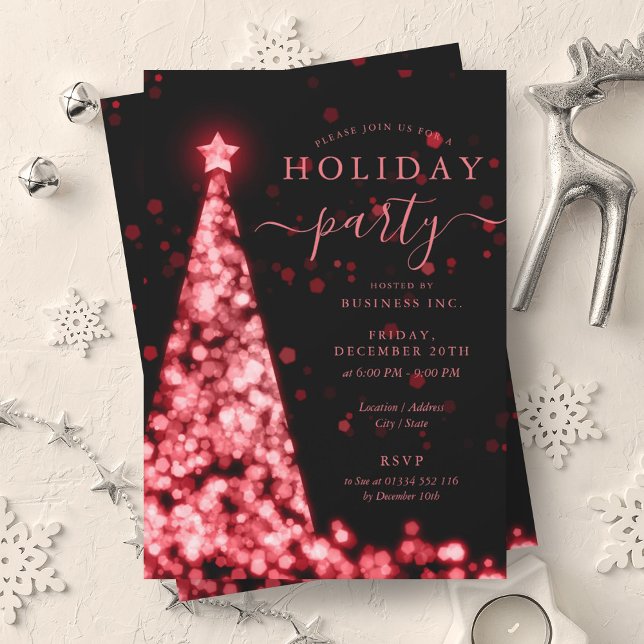 Red Black Christmas Tree Company Holiday Party  Invitation (Red Black Christmas Tree Company Holiday Party Invitation)
