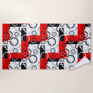Red Black Circles Sherpa Throw Beach Towel