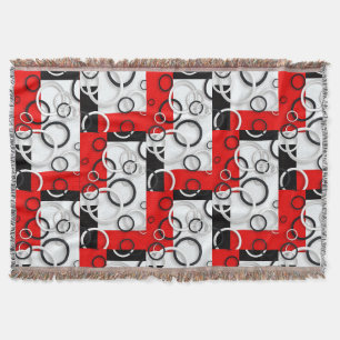 Red Black Circles Sherpa Throw Blanket