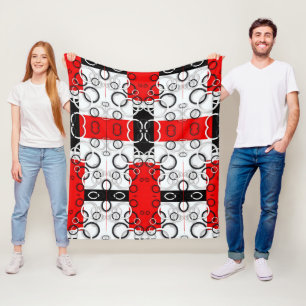 Red Black Circles Sherpa Throw Fleece Blanket