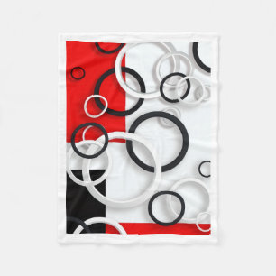 Red Black Circles Sherpa Throw Fleece Blanket