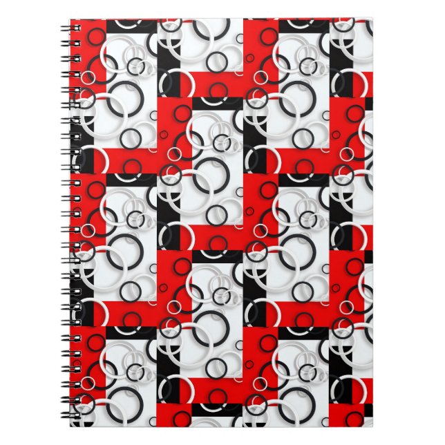 Red Black Circles Sherpa Throw Notebook (Front)