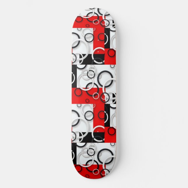 Red Black Circles Sherpa Throw Skateboard (Front)