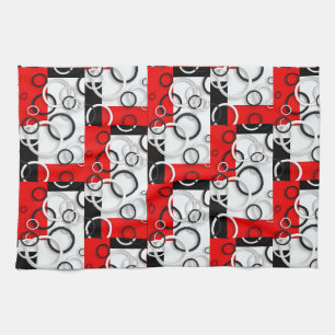 Red Black Circles Sherpa Throw Tea Towel