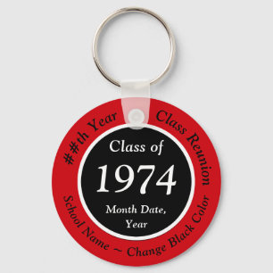Red, Black, Class Reunion Party Favors, Any YEAR Key Ring