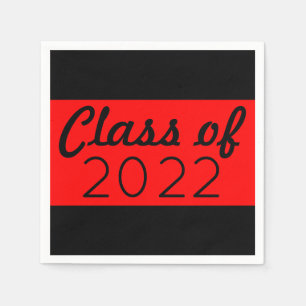 Red & Black Class Year Graduation Napkin