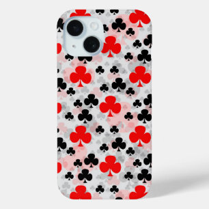 Red Black Clover Club Abstract Pattern Design iPhone 15 Case