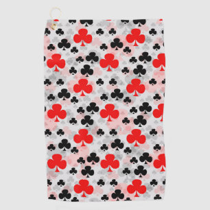 Red Black Clover Club Abstract Pattern Design Golf Towel