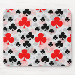 Red Black Clover Club Abstract Pattern Design Mouse Mat