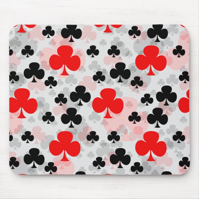 Red Black Clover Club Abstract Pattern Design Mouse Mat (Front)
