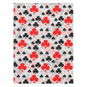 Red Black Clover Club Abstract Pattern Design Tablecloth