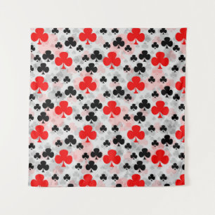 Red Black Clover Club Abstract Pattern Design Tapestry