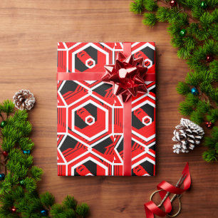 Red Black Colourful Geometric Wrapping Paper