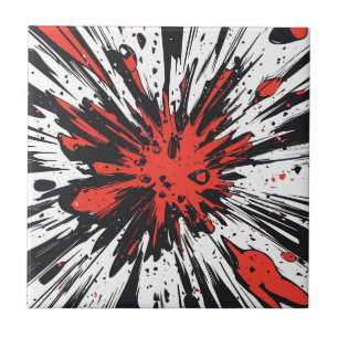 Red Black Comic Explosion Speed Line Tile