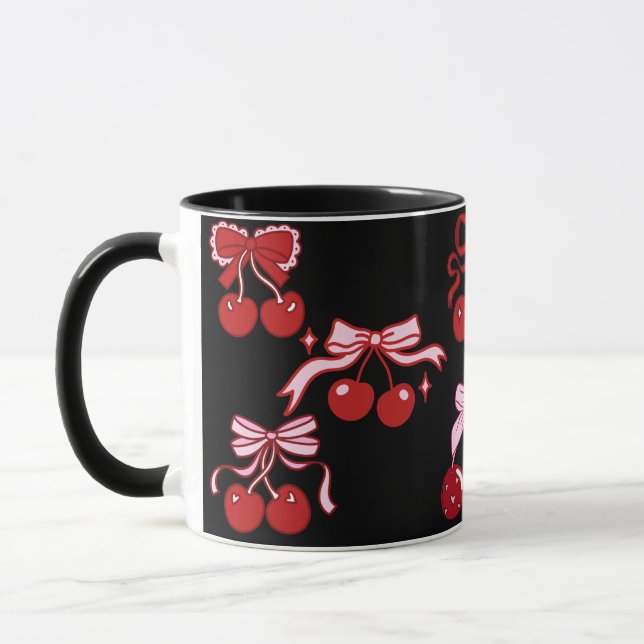 Red Black Coquette Cherry Mug Pretty Cute Gift (Left)