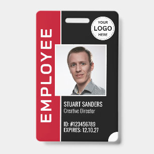 Red Black Corporate Logo Employee Photo Badge ID Badge