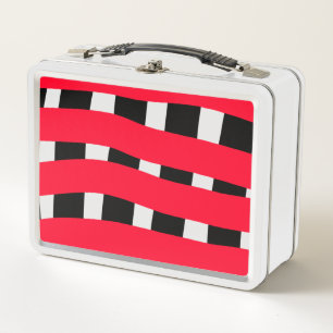 Red black cross chequerboard simple man boy gift t metal lunch box