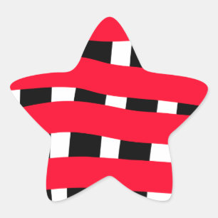 Red black cross chequerboard simple man boy gift t star sticker