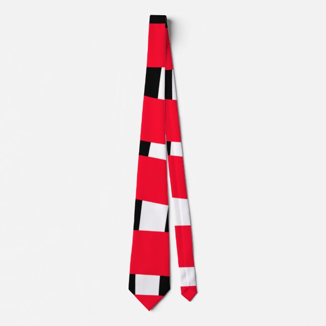Red black cross chequerboard simple man boy gift t tie (Front)