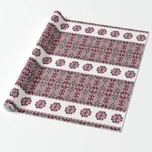 Red&Black cross-stitch Pattern Wrapping Paper