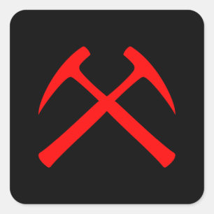 Red & Black Crossed Rock Hammers Sticker