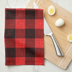  Red Black Crosshatch Buffalo Check Tea Towel