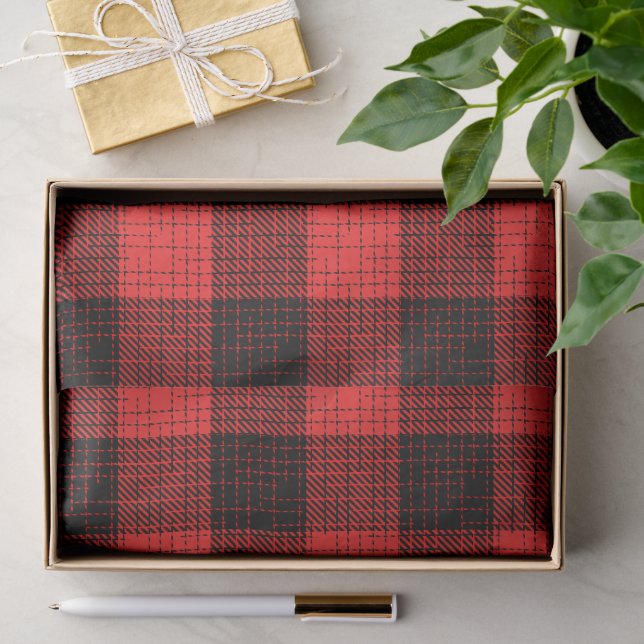  Red Black Crosshatch Buffalo Check Tissue Paper (Gift)