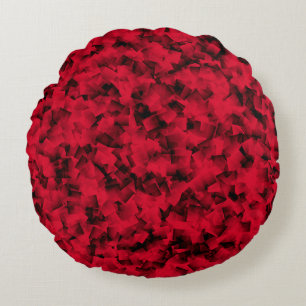 Red Black Cubism Abstract Pattern Round Cushion