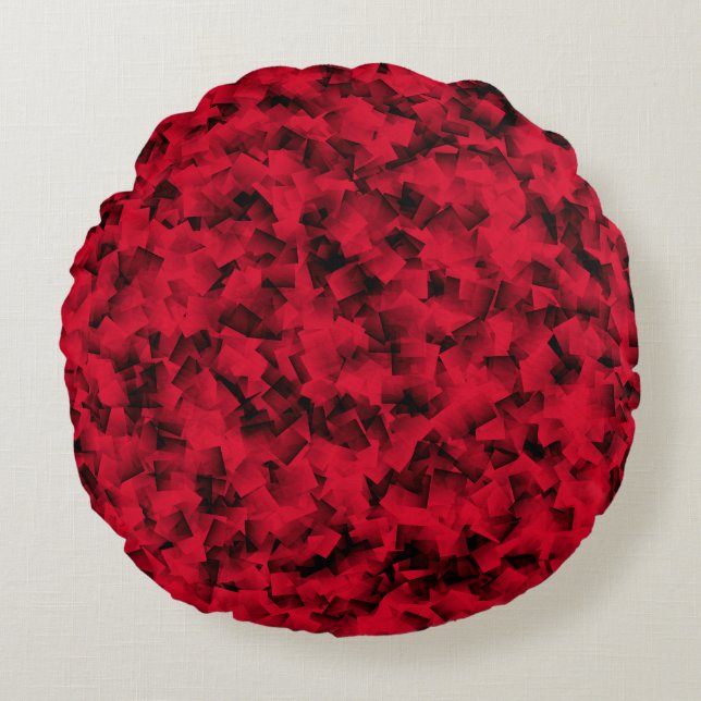 Red Black Cubism Abstract Pattern Round Cushion (Front)