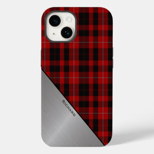 Red & Black Cunningham Plaid & Aluminium Look iPhone 14 Case