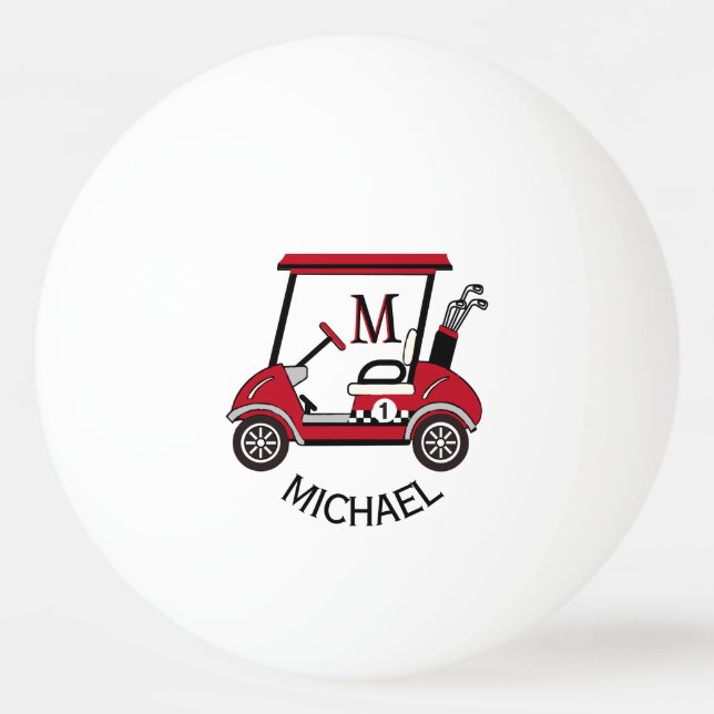 Red & Black Custom Cart Personalised  Ping Pong Ball (Front)