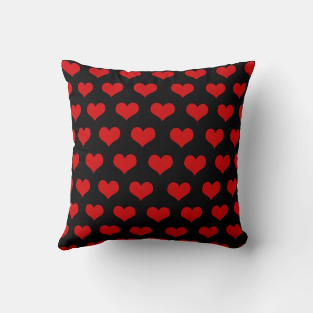 Red Black Cute Cosy Modern Romantic Chic Heart  Cushion (Back)