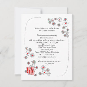 Red Black Daisies Bridal Shower Invite