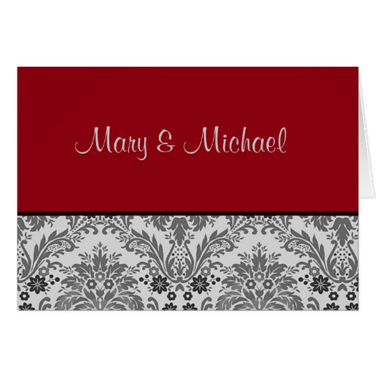 Red & black damask design card