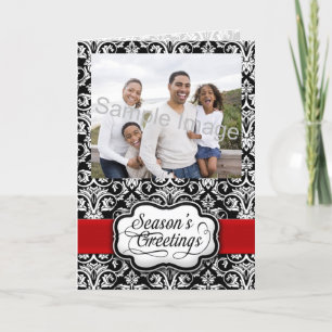 Red/Black Damask Holiday Card