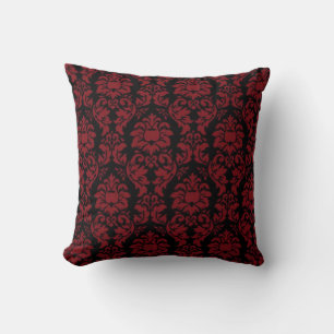 Red & Black Damask Look Cushion