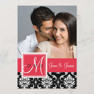 Red Black Damask Photo Save the Date