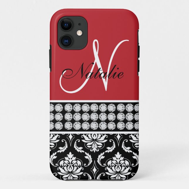 Red Black Damask Printed Diamonds iPhone 5 Case (Back)