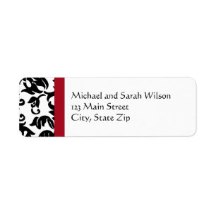 Red & Black Damask Return Address Labels