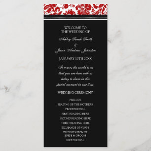 Red Black Damask Wedding Program Programme