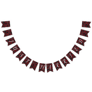 Red Black Dark Floral Gothic Wedding Bunting