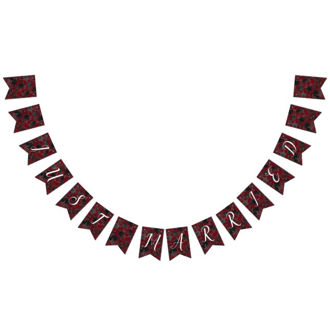 Red Black Dark Floral Gothic Wedding Bunting (All)