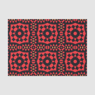 Red & Black Decorative Tribal Geometric Pattern Tissue Paper