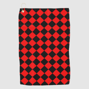 Red Black Diamond Chequered Pattern Golf Towel