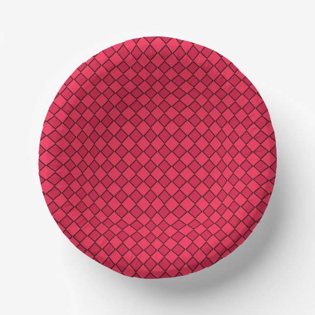 Red Black Diamond Chequered Pattern Paper Plate (Front)