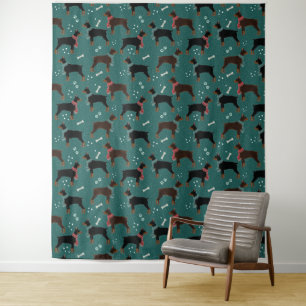 Red & Black Dobermans in Scarves Winter Pattern Tapestry